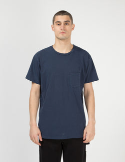 Velva Sheen Pigment Gefärbt USA Made T-Shirt (Tasche) - Marineblau