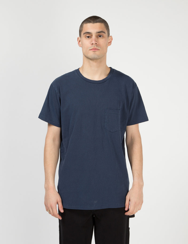 Velva Sheen Pigment Dyed USA Made T-Shirt (Pocket) - Navy Blue