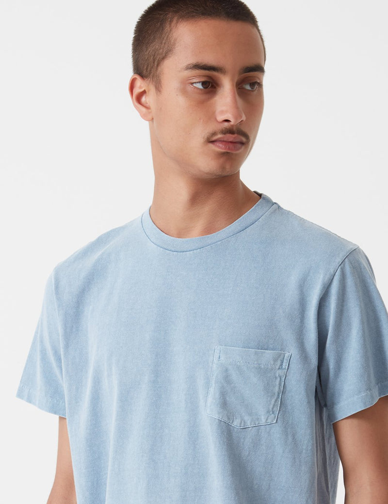 T-shirt Velva Sheen Pigment Dyed USA (poche) - Bleu