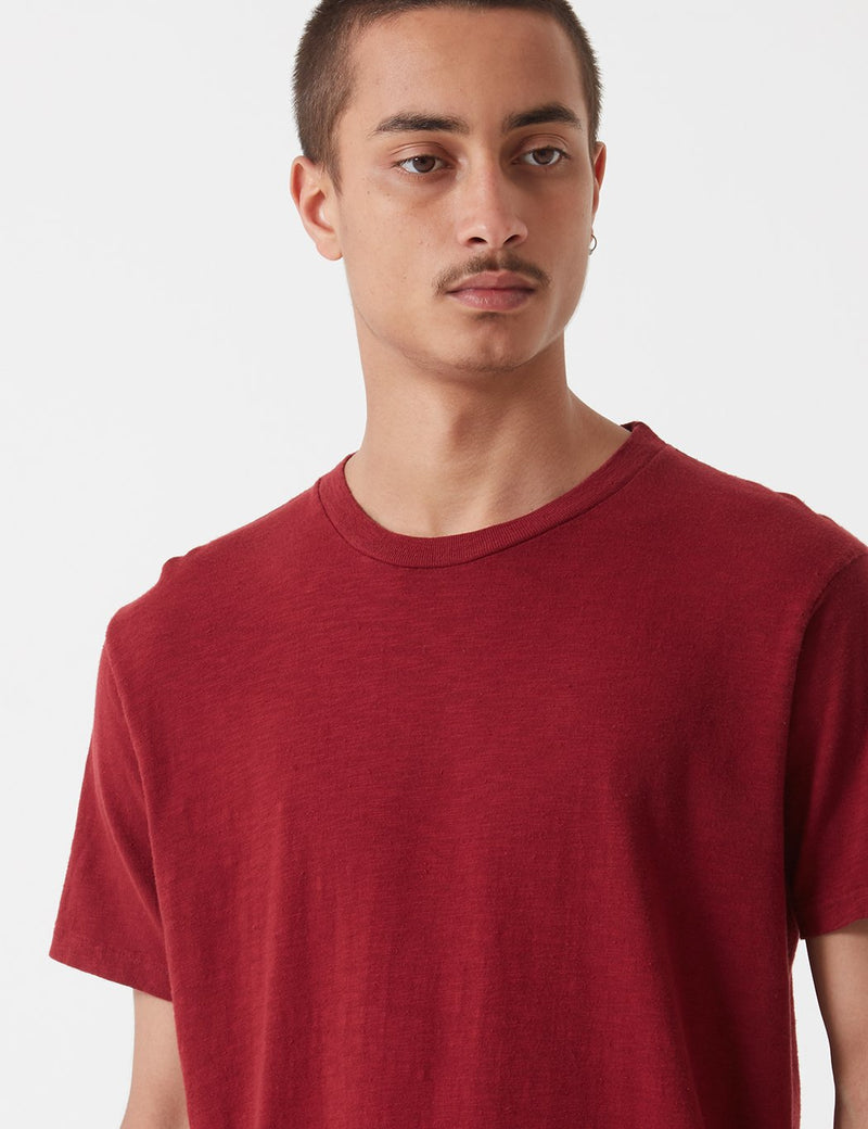 Velva Sheen Regular Rolled USA Made T-shirt - Burgundy Marl