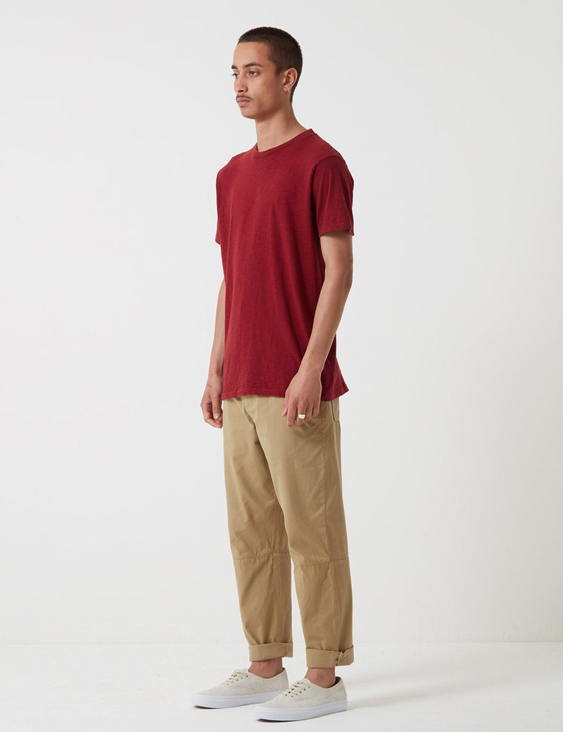 Velva Sheen Regular Rolled USA Made T-shirt - Burgundy Marl