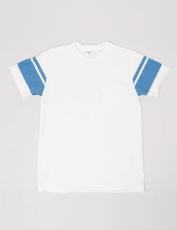 Velva Sheen College Arm Border T-shirt - White/Blue