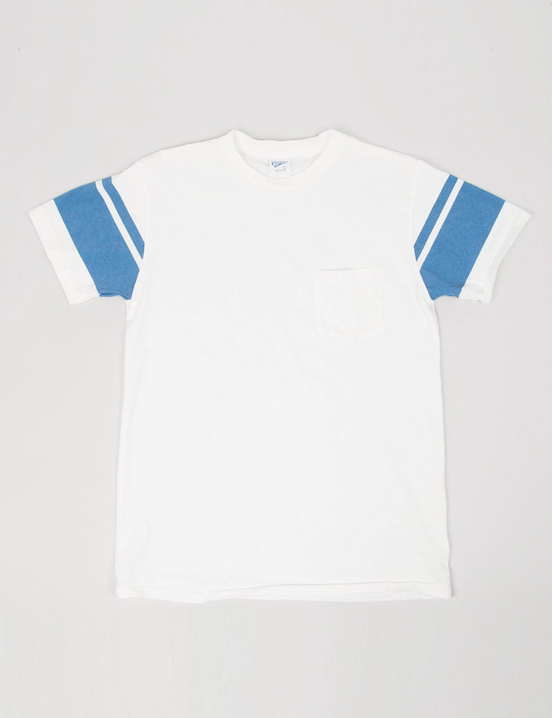 Velva Sheen College Arm Border T-shirt - White/Blue