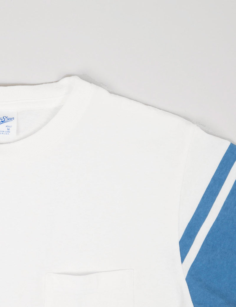 Velva Sheen College Arm Border T-shirt - White/Blue