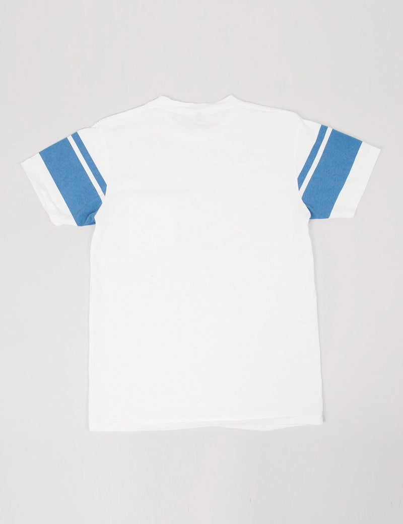 Velva Sheen College Arm Border T-shirt - White/Blue