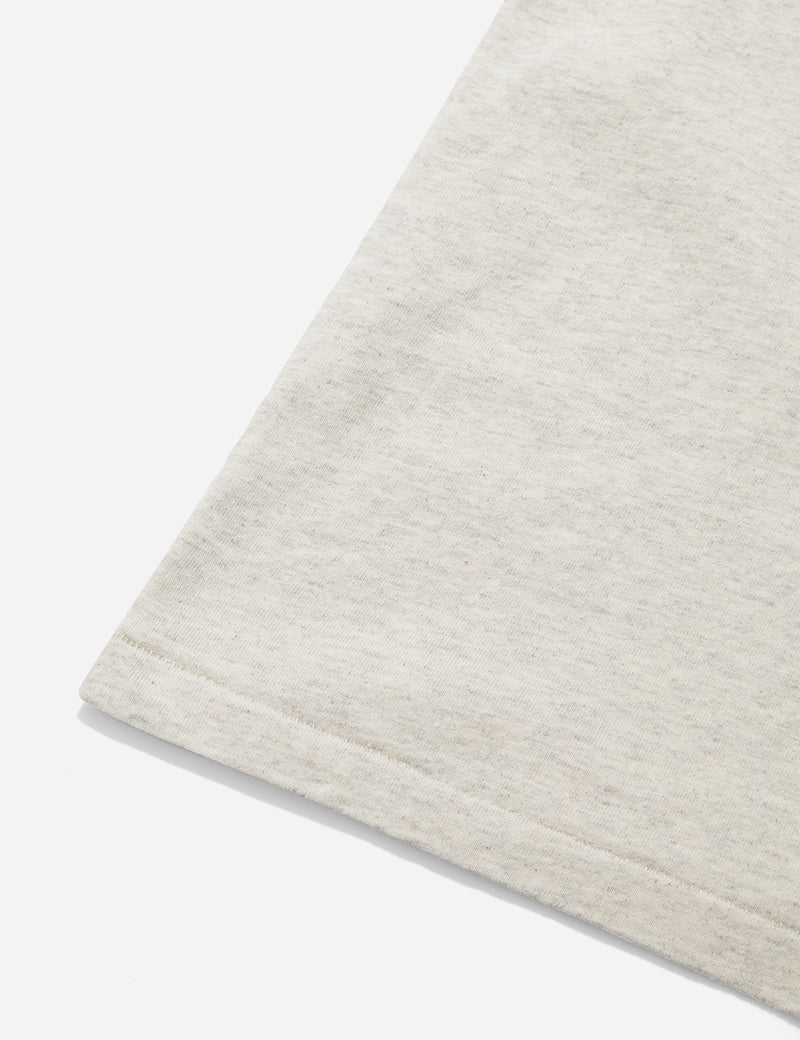 Velva Sheen College Arm Stripe USA Made T-shirt - Oatmeal/Burgundy