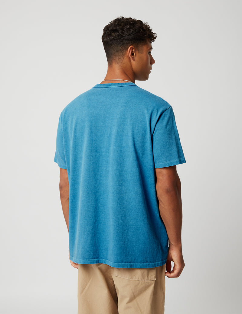 Velva Sheen Pigment Dyed USA Made Pocket T-Shirt - Azure Blue