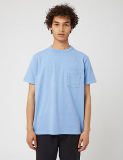 Velva Sheen Pigment Gefärbt USA Made T-Shirt (Tasche) - Dusty Blue