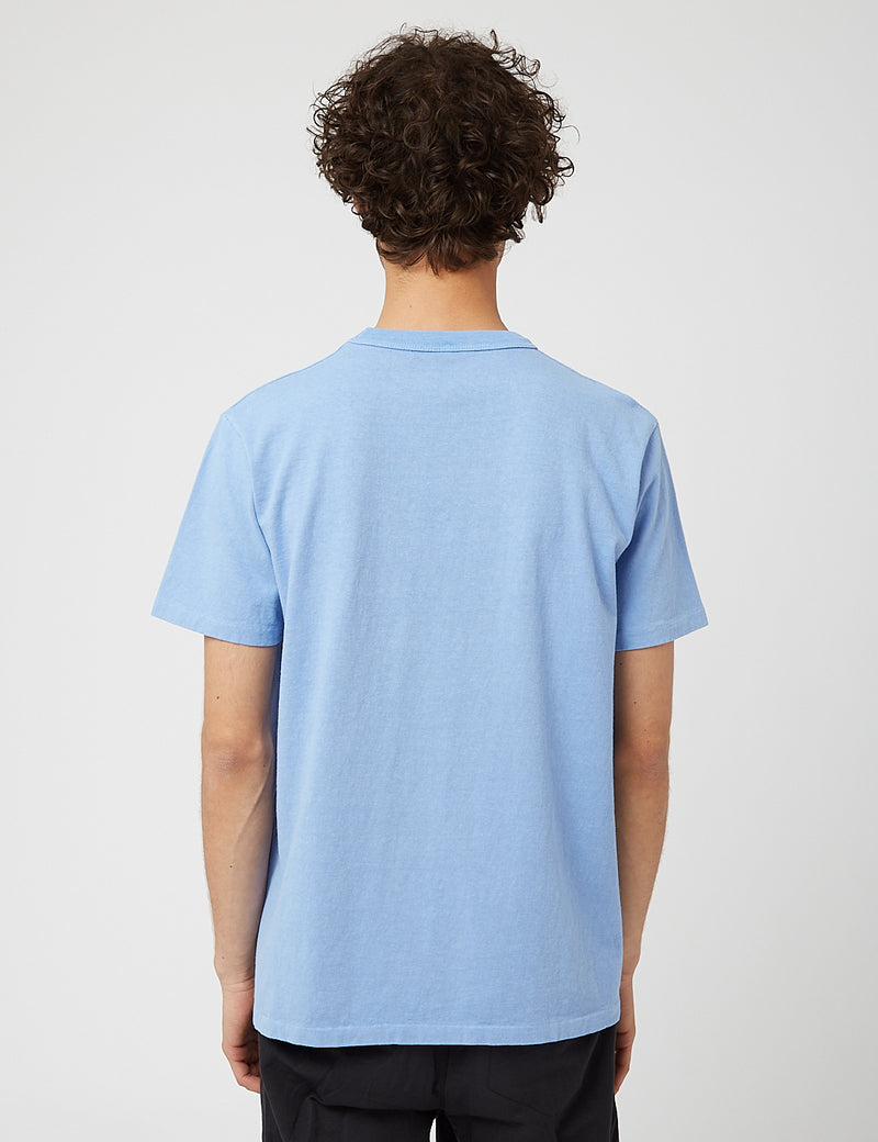 Velva Sheen Pigment Gefärbt USA Made T-Shirt (Tasche) - Dusty Blue