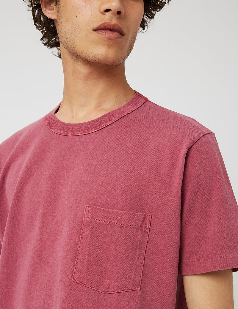 Velva Sheen Pigment Gefärbt USA Made T-Shirt (Tasche) - Dusty Pink
