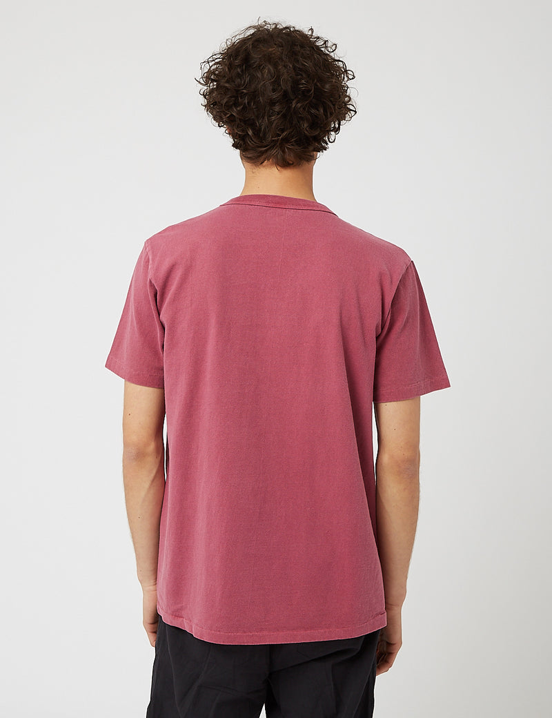 Velva Sheen Pigment Dyed USA Made Tシャツ（ポケット）-ダスティピンク