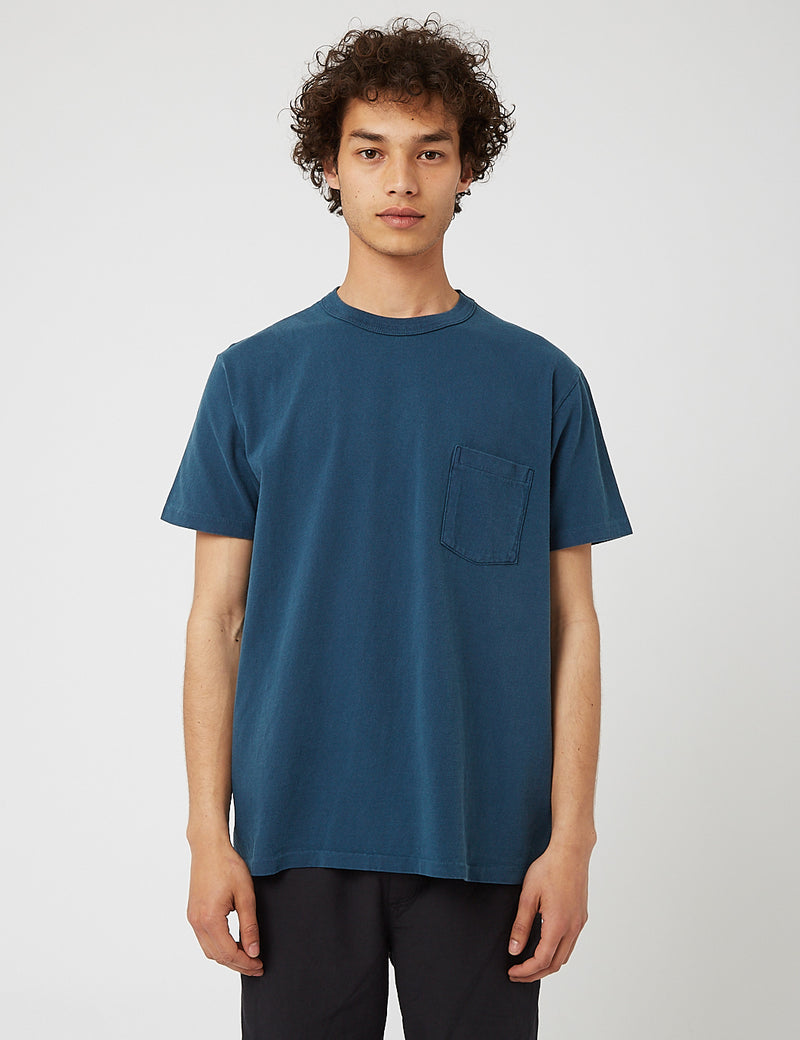 Velva Sheen Pigment Gefärbt USA Made T-Shirt (Tasche) - Deep Teal Green