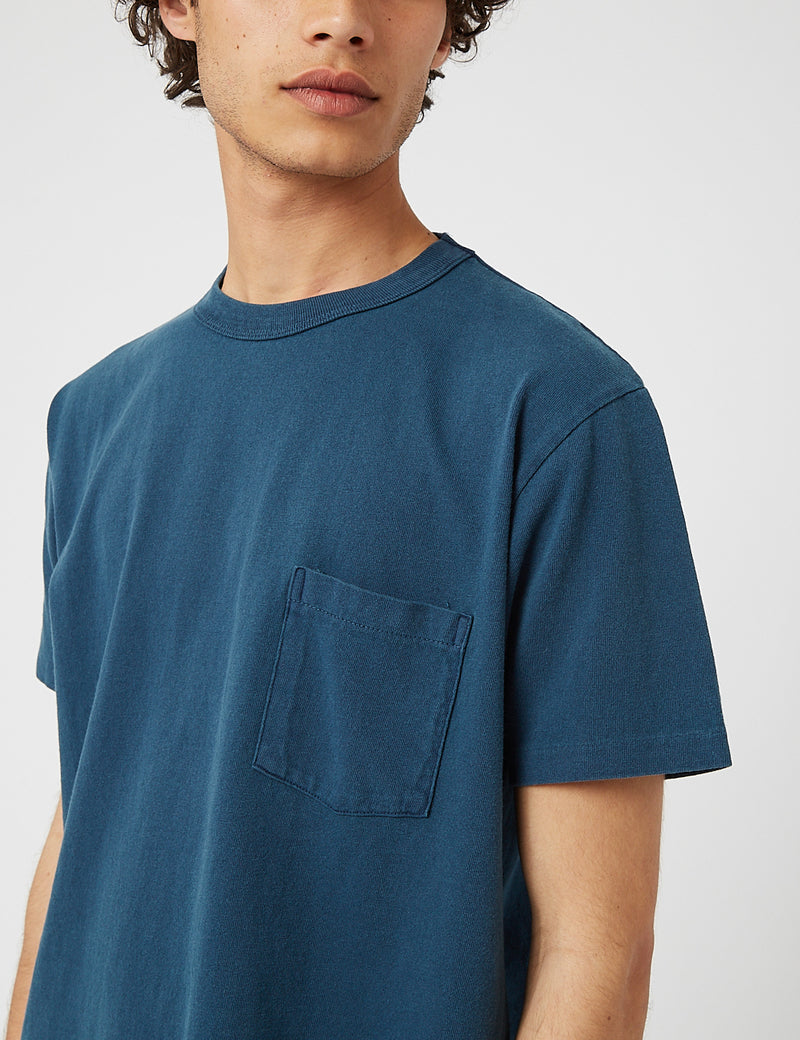 Velva Sheen Pigment Dyed USA Made Tシャツ（ポケット）-ディープティールグリーン