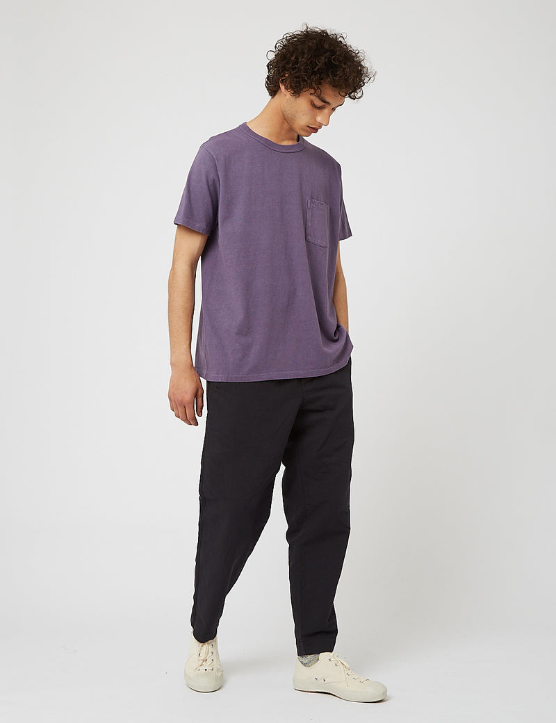 Velva Sheen Pigment Gefärbt USA Made T-Shirt (Tasche) - Space Purple