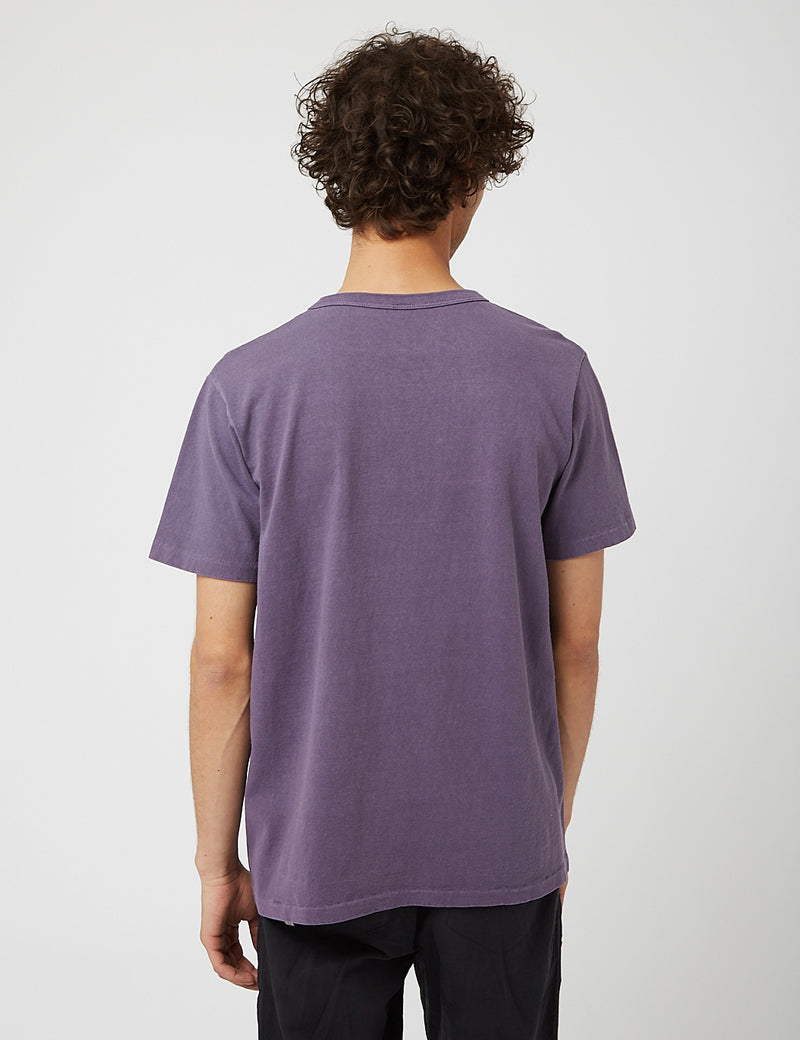 Velva Sheen Pigment Dyed USA Made Tシャツ（ポケット）-スペースパープル