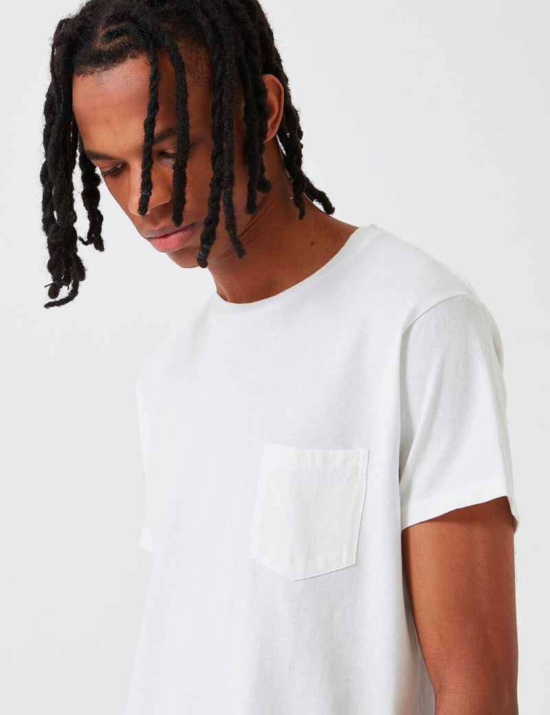 Velva Sheen Pigment Dyed USA Made T-shirt (Pocket) - White