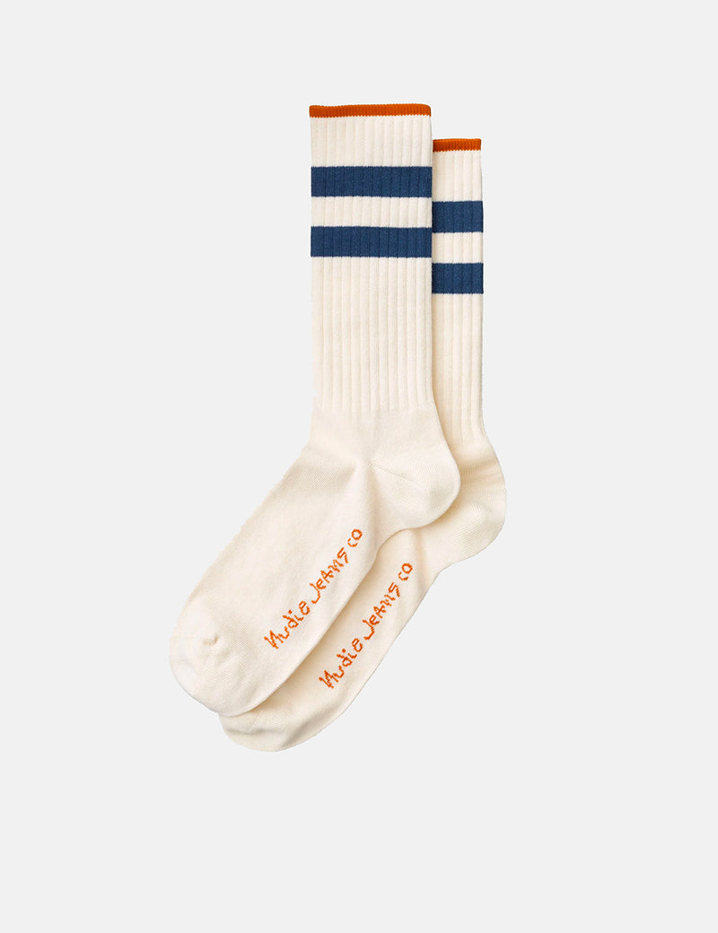Nudie Amundsson Sport Socks - White/Navy