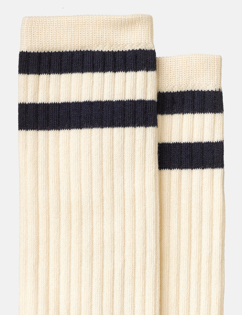 Nudie Amundsson Sport Socks - Off White/Navy Blue