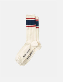 Nudie Chaussettes de Sport Amundsson - Blanc Cassé/Bleu Marine/Rouge