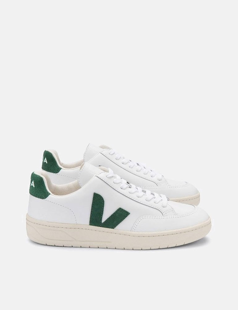 Veja V-12 Leather Trainers - Extra White/Cypress
