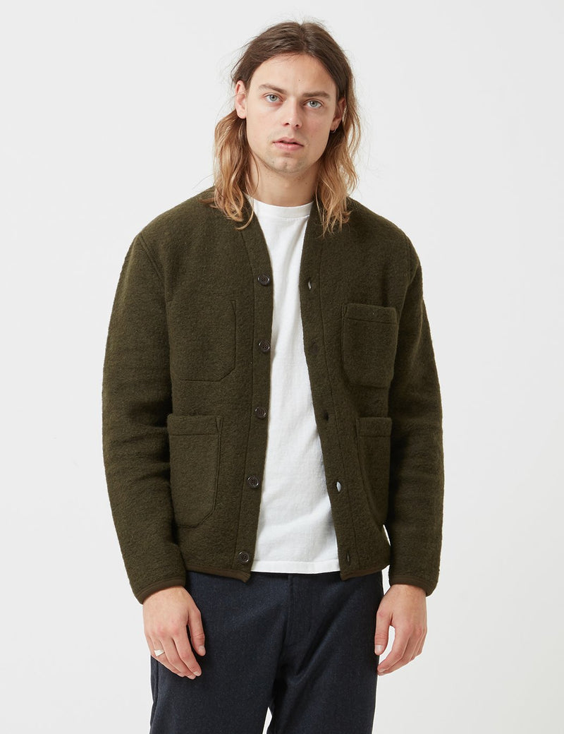 Universal Works Cardigan - Olive Green I Article, – Article.