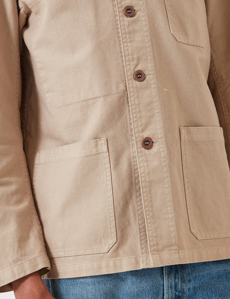 Vetra French Workwear Jacket 5-Short (Dungaree Wash Twill) - Chalk Beige