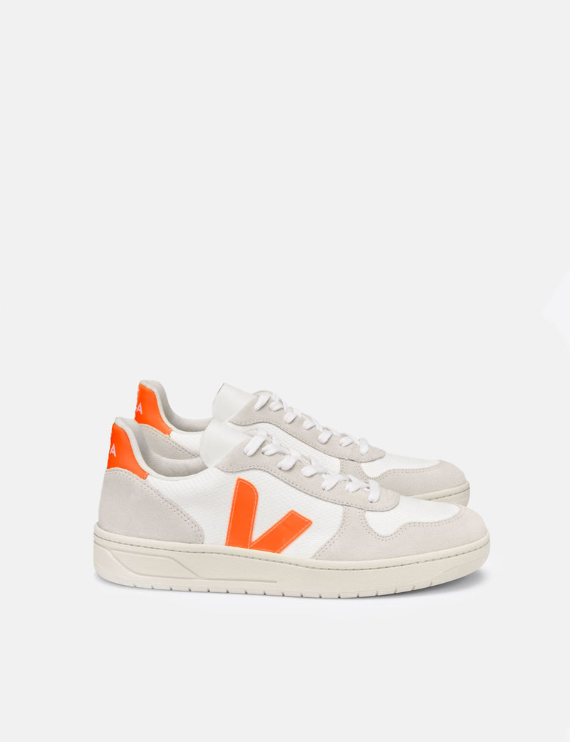 Veja V-10 B-Mesh Trainers - White/Natural/Orange Fluo