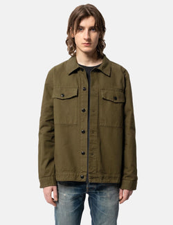 Nudie Colin Canvas Overshirt - Army Green