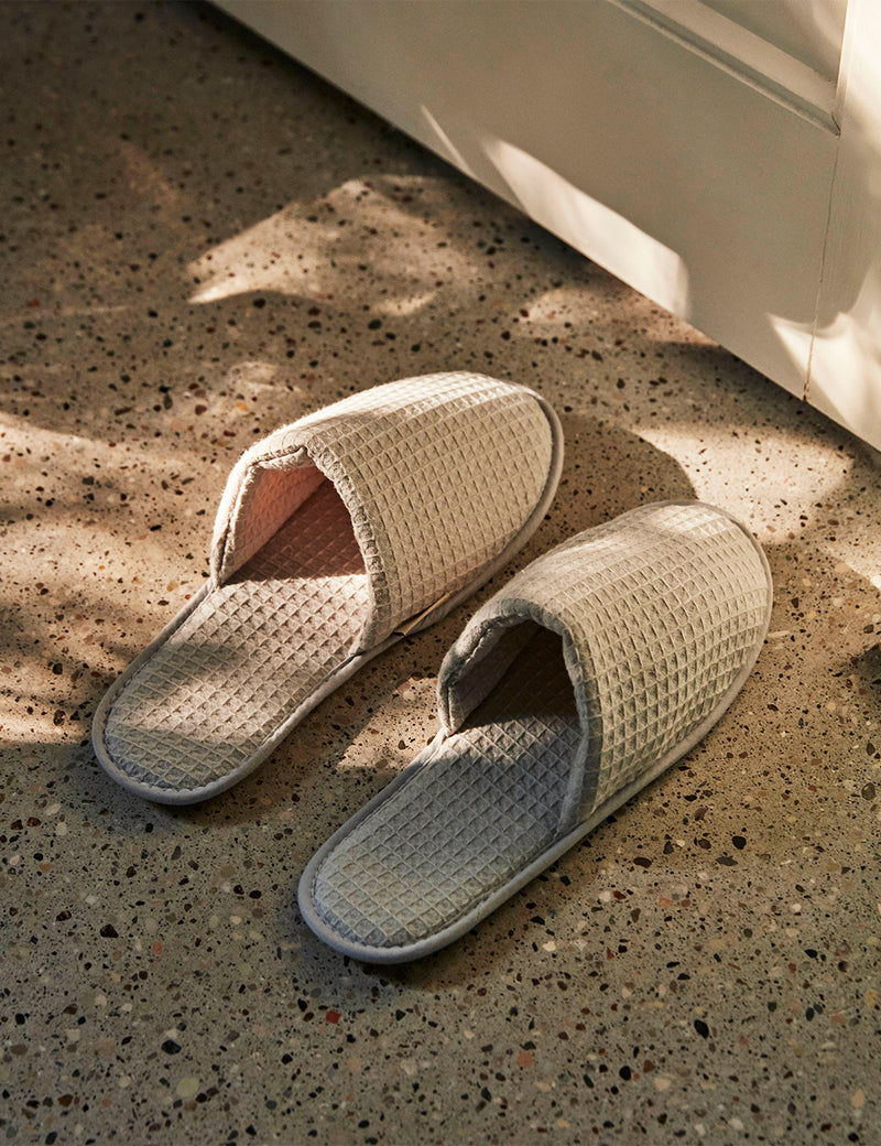 Grey waffle slippers sales