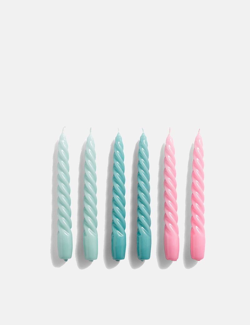 Hay Twist Candle (Set of 6) - Arctic Blue/Teal/Pink