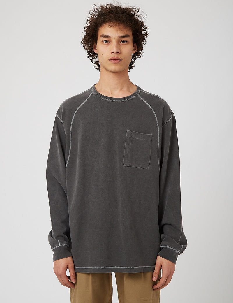 Eastlogue Cover Stitch T-Shirt - Holzkohle