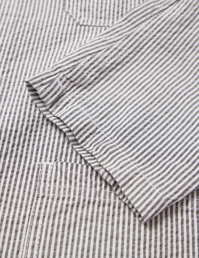 Vetra French Workwear Jacket 5-Short (Seersucker) - Blue/White
