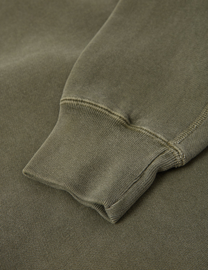 Bhode Pigment Dyed 1/4 Zip Sweat (Organic/Canada Origin, 16oz) - Dusty Sage