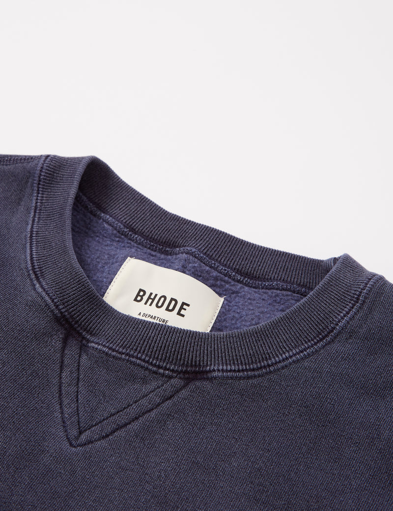 Bhode Pigment Dyed Crew Sweat (Organic/Canada Origin, 16oz) - Dusky Blue