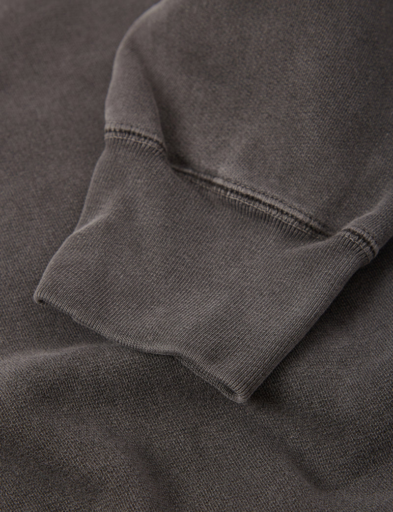 Bhode Pigment Dyed Crew Sweat (Organic/Canada Origin, 16oz) - Dusty Black