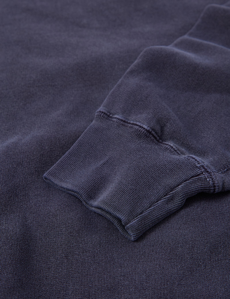 Bhode Pigment Dyed Crew Sweat (Organic/Canada Origin, 16oz) - Dusky Blue