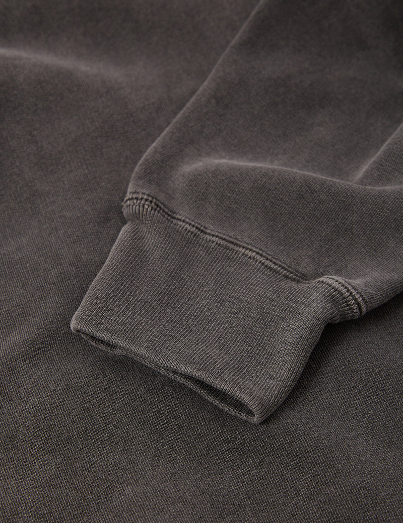 Bhode Pigment Dyed 1/4 Zip Sweat (Organic/Canada Origin, 16oz) - Dusty Black