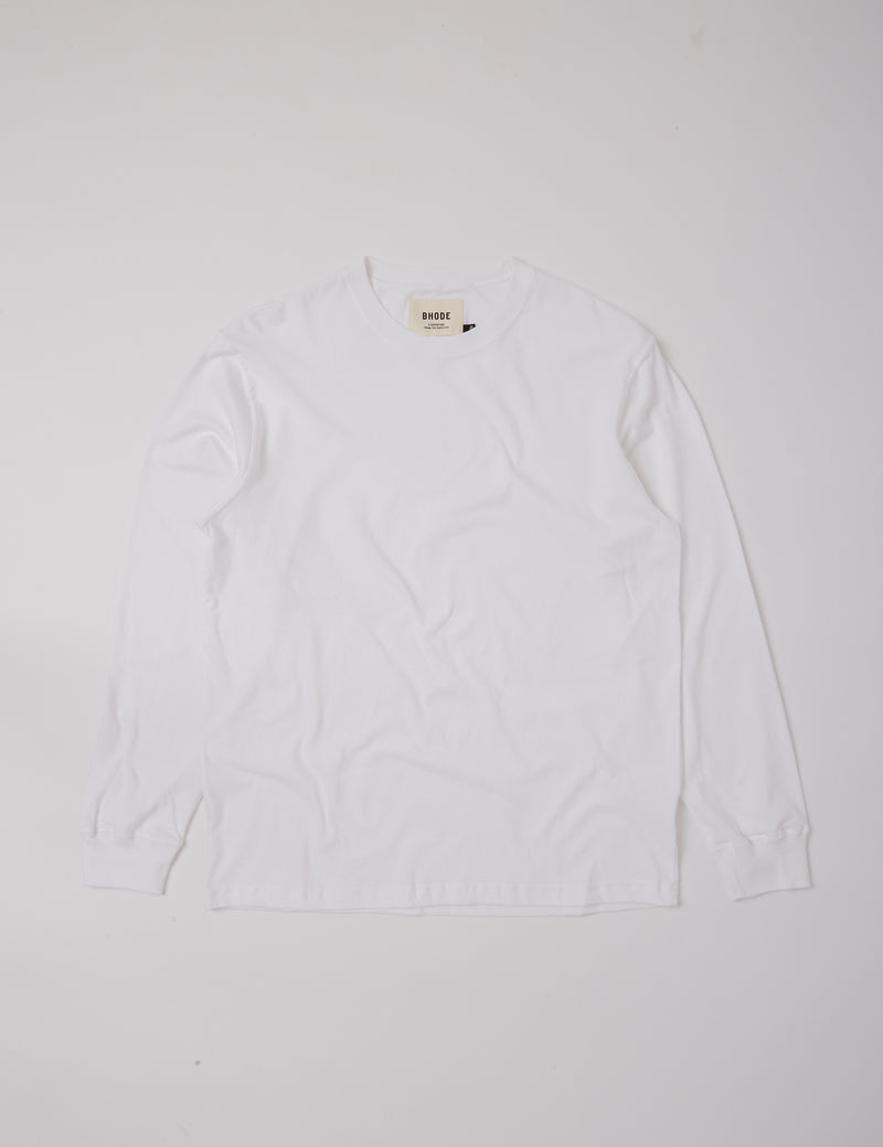 Bhode Long Sleeve T-Shirt (Organic/Canada Origin, 9oz) - White