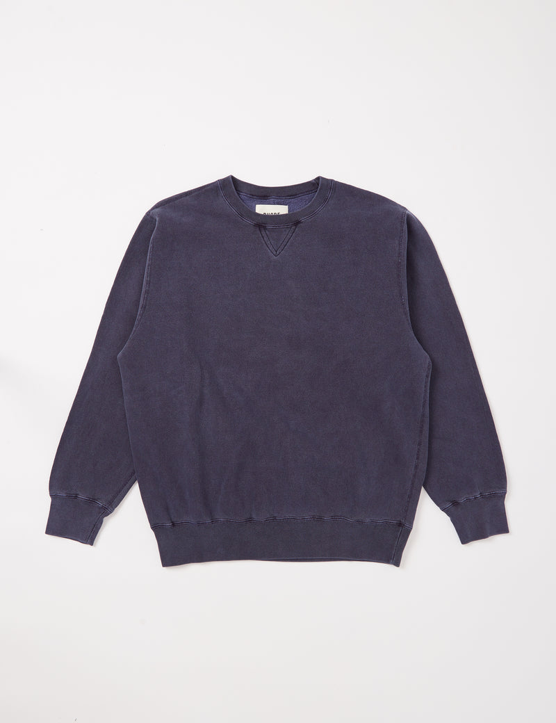 Bhode Pigment Dyed Crew Sweat (Organic/Canada Origin, 16oz) - Dusky Blue
