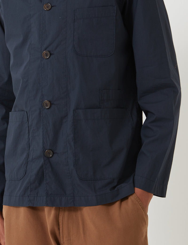 Universal Works Baker Overshirt (Poplin) - Navy Blue