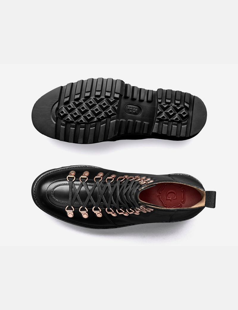 Womens Grenson Nanette Hiker Platform Sole Boots (Leather) - Black Colorado