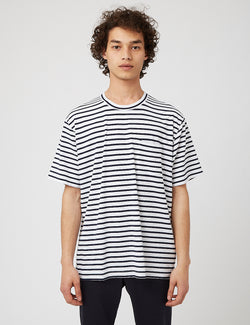 NN07 Kurt Striped T-Shirt 3461 - White/Navy Blue