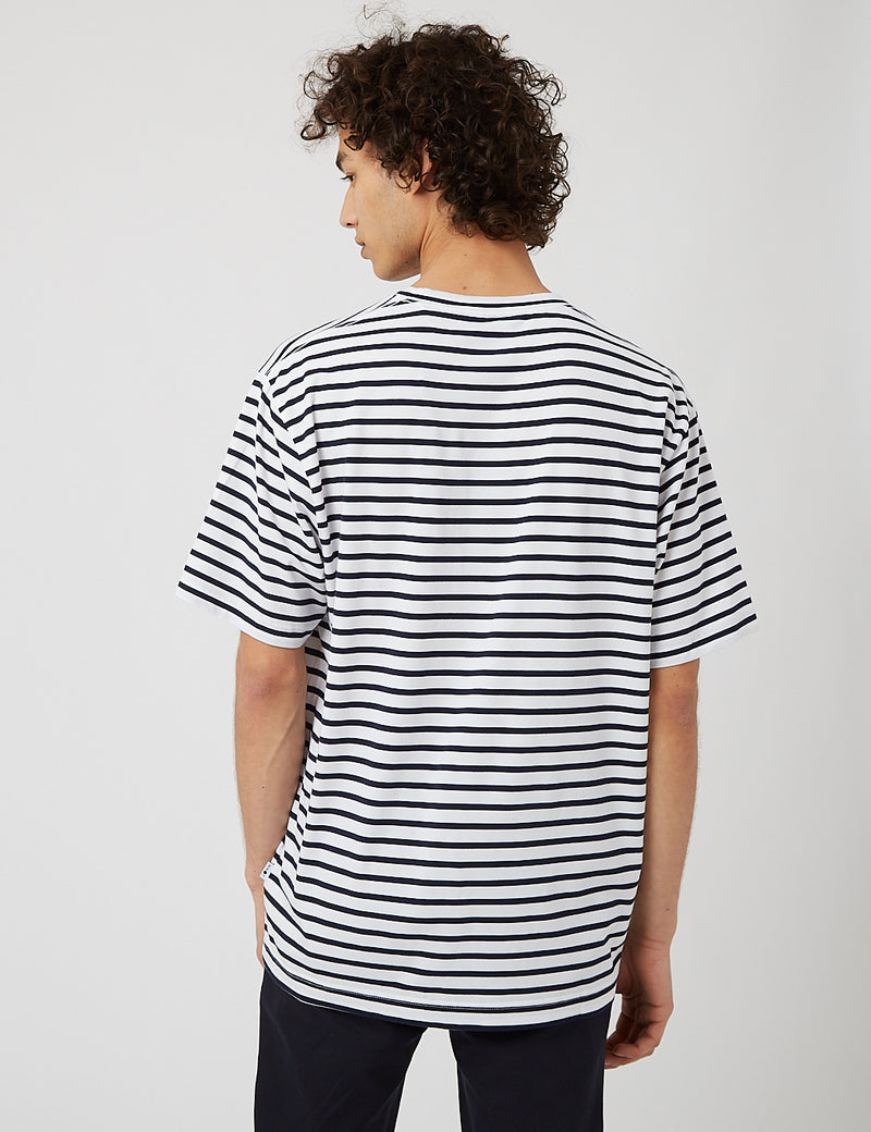 NN07 Kurt Striped T-Shirt 3461 - White/Navy Blue