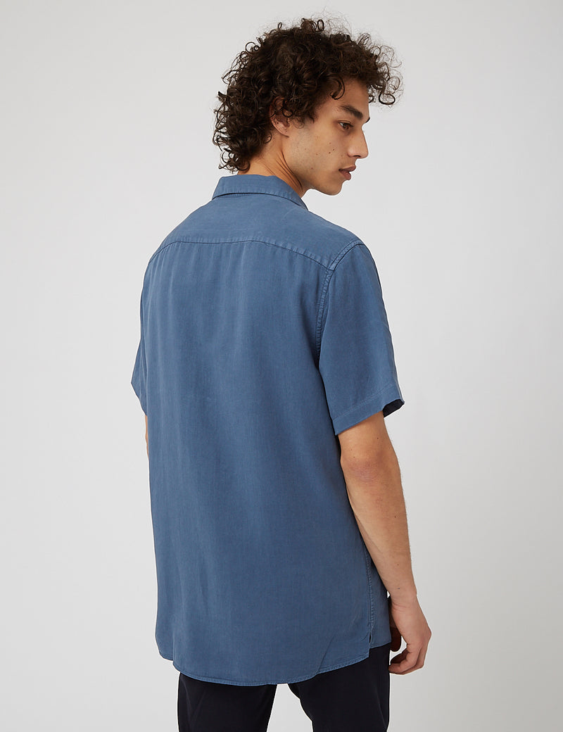 NN07 Miyagi Short Sleeve Shirt 5029 - Washed Navy Blue