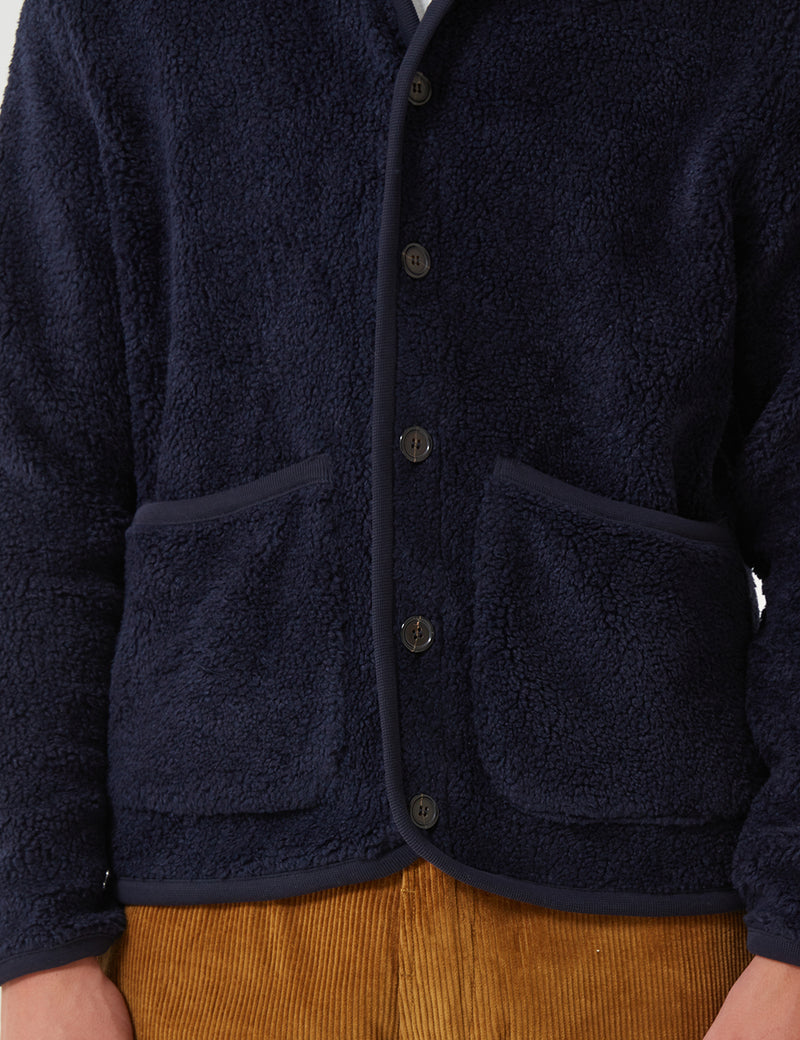 Universal Works Lancaster Jacke (Fleece) - Marineblau