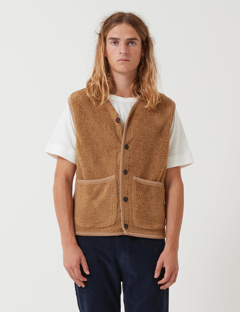 Universal Works Lancaster Gilet (Fleece) - Sand