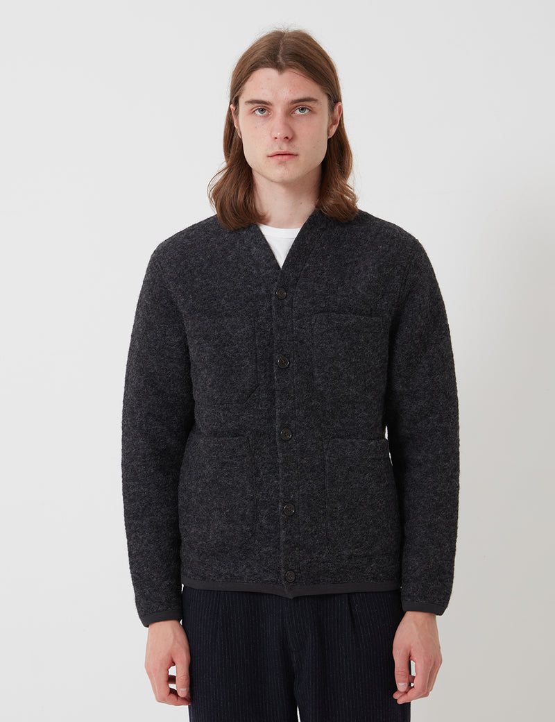 Universal Works Cardigan (Wool Fleece) - Charcoal