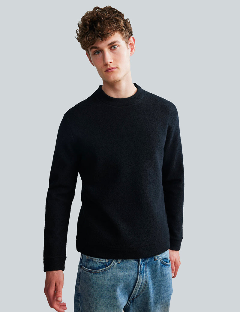NN07 Boiled Merino Crewneck Sweater  6398 - Black