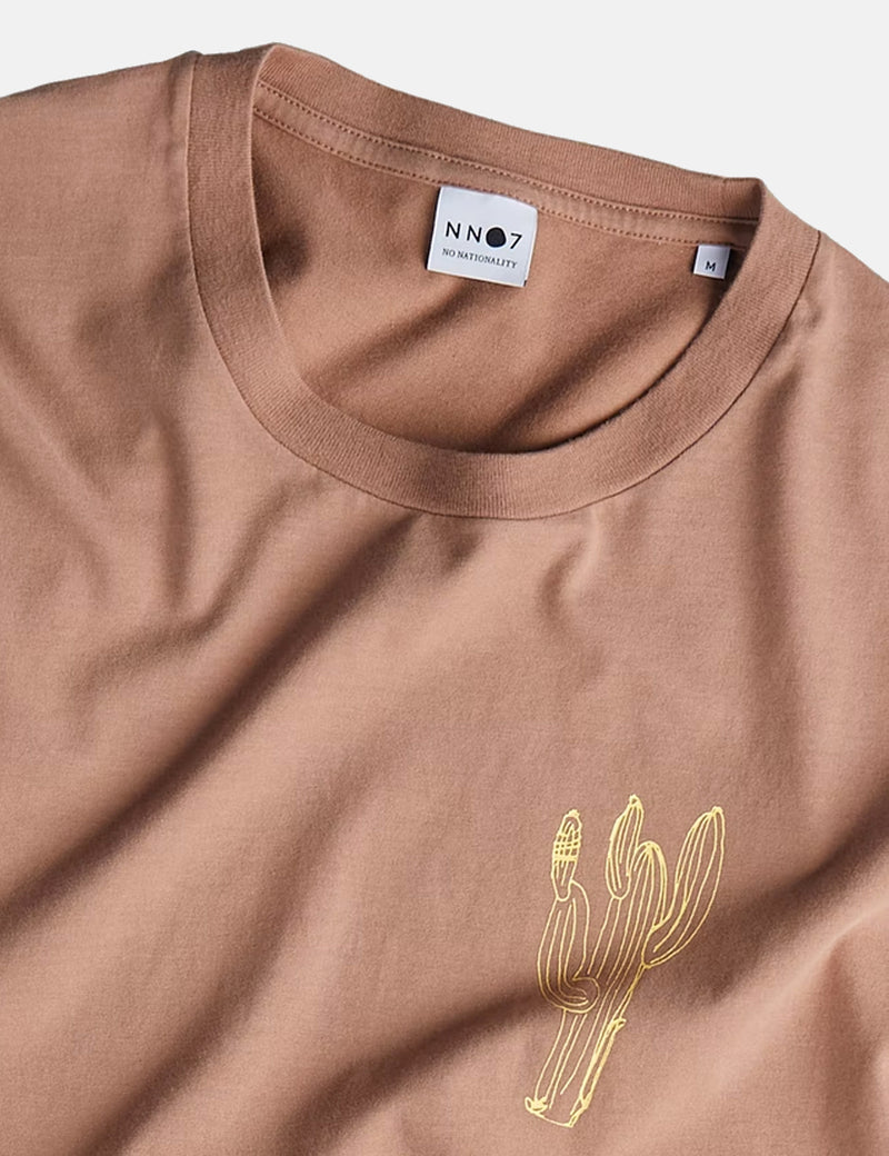 NN07 Wilko Print 3432 T-Shirt - Nougat Brown