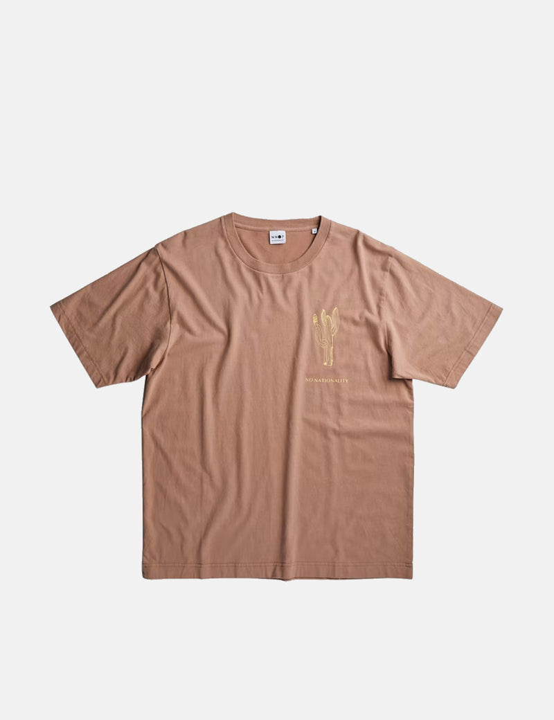 NN07 Wilko Print 3432 T-Shirt - Nougat Brown